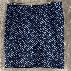 Halogen Size 12 Geometric Casual Mini Pencil Skirt Blue Black Zip Lined